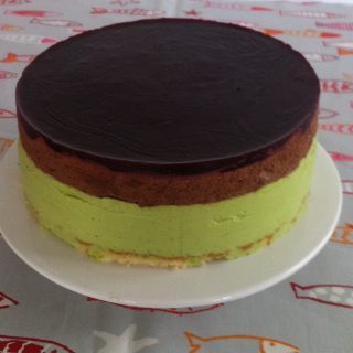 Un bavarois léger pistache chocolat