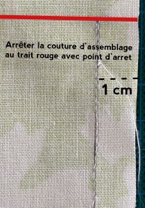 Detail de la couture d assemblage avec point d arret.